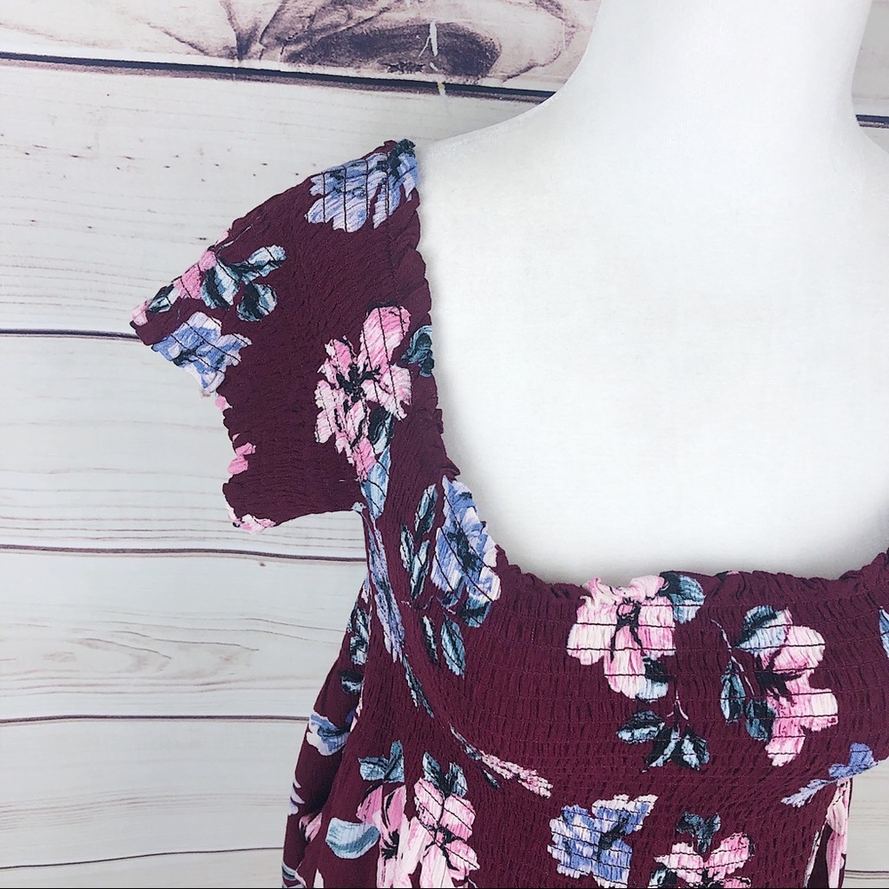 Kendall & Kylie Purple Floral Off the Shoulder Top - Picture 3 of 8